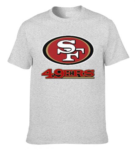 Football San Francisco 49ers Logo Decorative T-shirt Short Sleeve Men's Shirts Grey T shirt