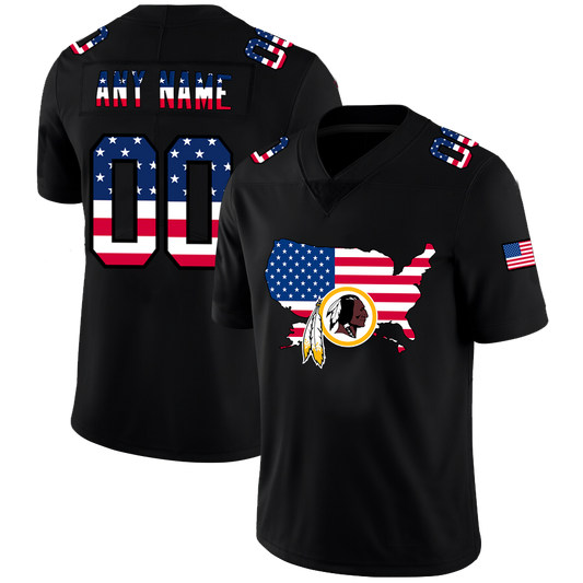 Custom Washington Football Black Limited Fashion Flag Stitched Jerseys