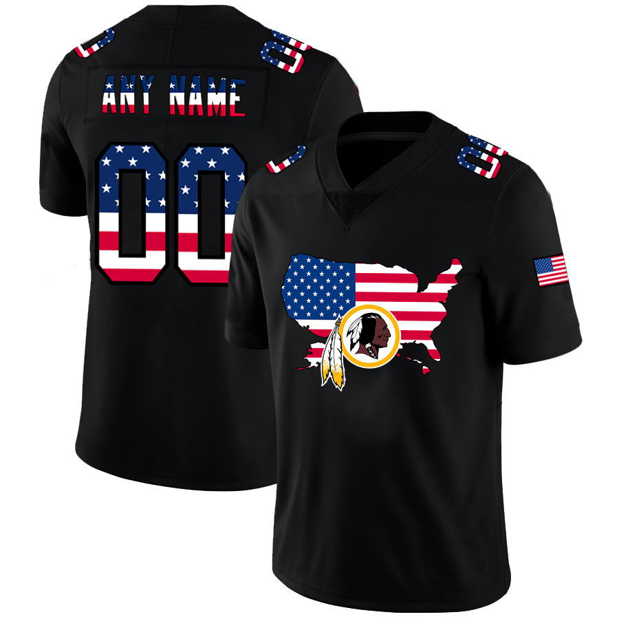 Custom Washington Football Black Limited Fashion Flag Stitched Jerseys