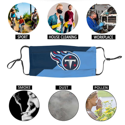 Custom Football Personalized Tennessee Titans Dust Face Mask With Filters PM 2.5