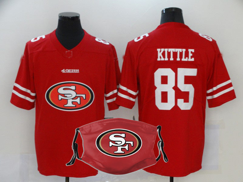 Stitched American SF.49er #85 George Kittle Jerseys Personalize Design Face Mask