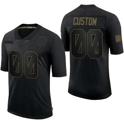 Custom Football Jersey 32 Team Stitched Black Limited 2020 Salute To Service Jerseys