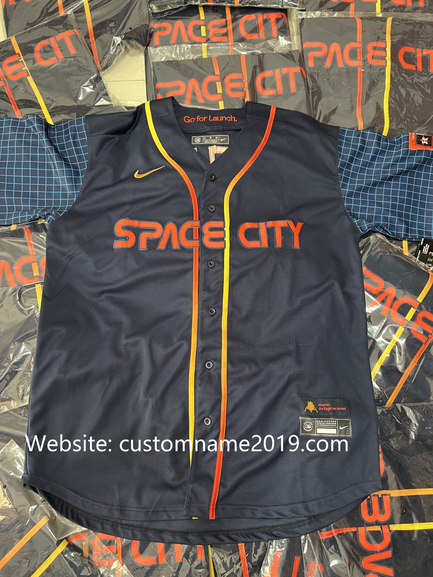 Custom Baseball Jerseys New Houston Astros Navy Stitched 2022 Space City Connect Jersey Elite