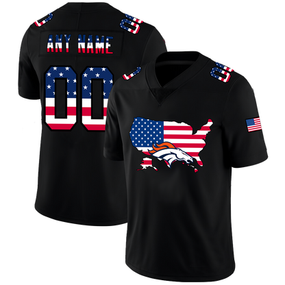 Custom Denver Broncos Football Black Limited Fashion Flag Stitched Jerseys