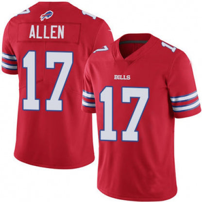 B.Bills #17 Josh Allen Red Limited Rush Jersey American Stitched Football Jerseys
