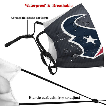 Print Football Personalized Houston Texans 4 Dust Face Mask With Filters PM 2.5