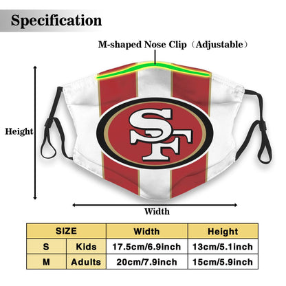 Custom Football Personalized SF.49er 01- White Dust Face Mask With Filters PM 2.5