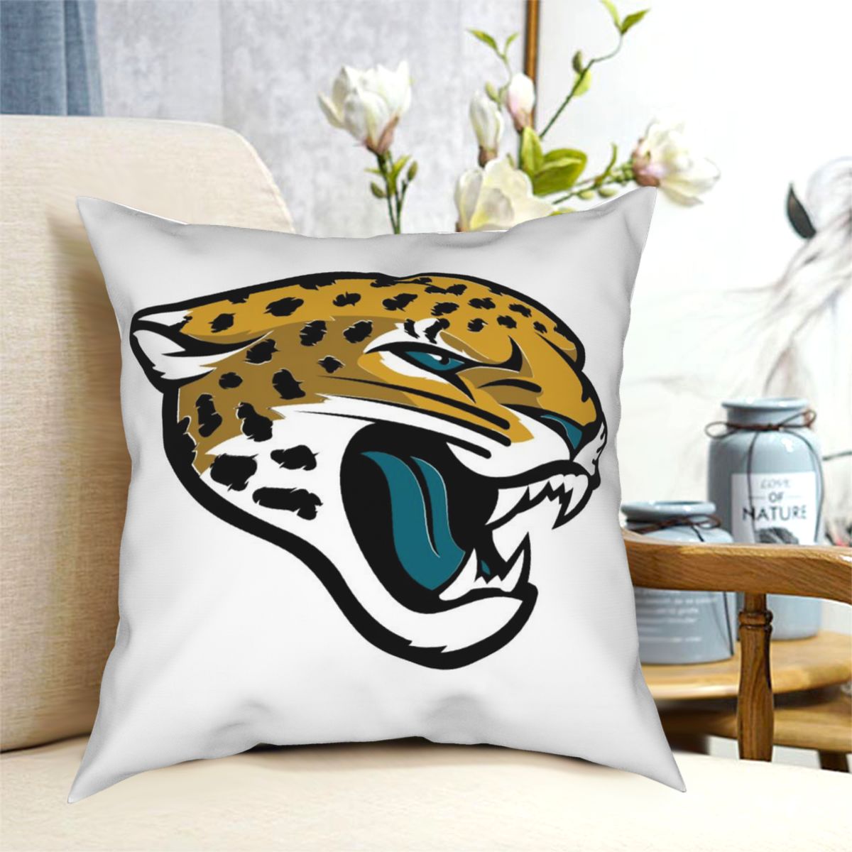 Custom Decorative Football Pillow Case Jacksonville Jaguars White Pillowcase Personalized Throw Pillow Covers