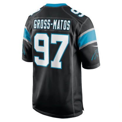 C.Panthers #97 Yetur Gross-Matos Black Player Game Jersey Stitched American Football Jerseys
