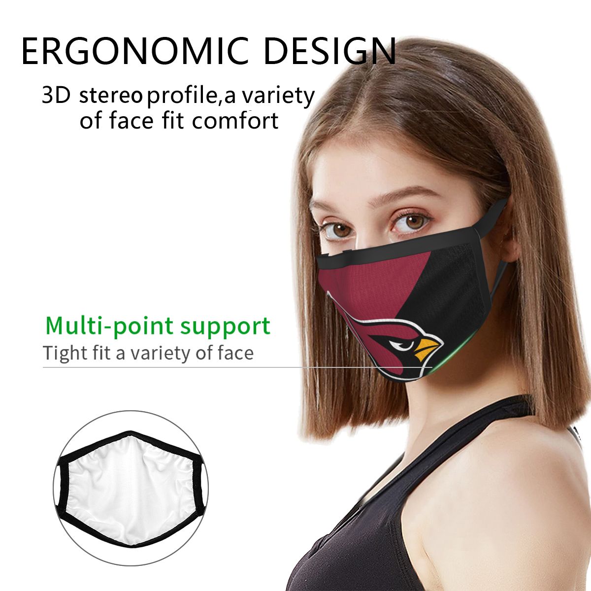 Custom Football Personalized Arizona Cardinals Dust Face Mask With Filters PM 2.5