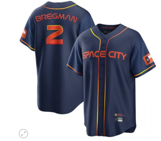 Baseball Jerseys New Houston Astros #2 Alex Bregman Navy Stitched 2022 Space City Connect Jersey