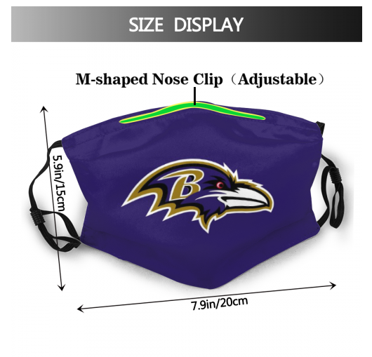 Print Football Personalized Baltimore Ravens Adult Dust Mask With Filters PM 2.5