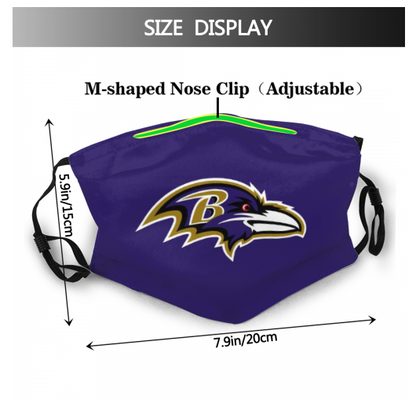 4 Pack Personalized Football Baltimore Ravens Adult Dust Mask With Filters PM 2.5
