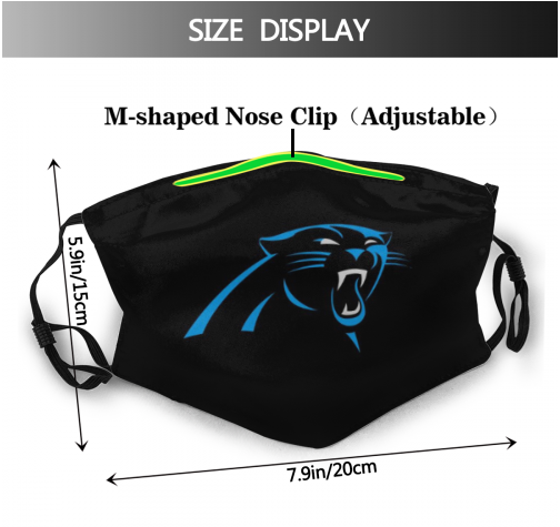 4 Pack Personalized Football Carolina Panthers Adult Dust Mask With Filters PM 2.5