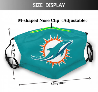 Print Football Personalized Miami Dolphins Adult Dust Mask With Filters PM 2.5