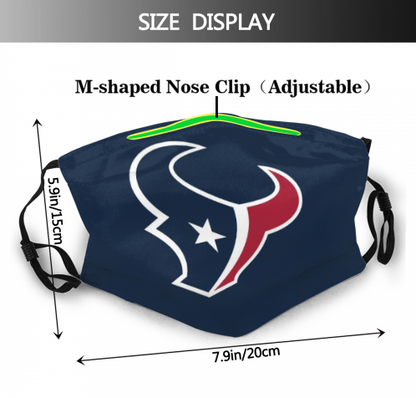 Print Football Personalized Houston Texans Adult Dust Mask With Filters PM 2.5