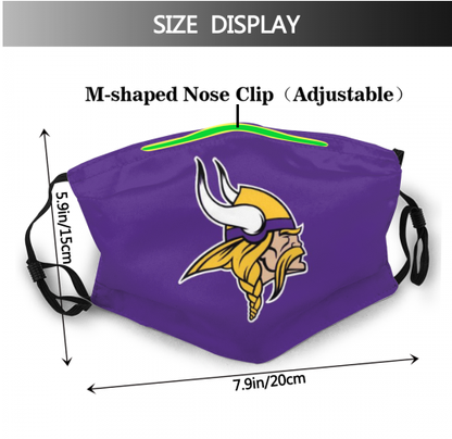 Print Football Personalized Minnesota Vikings Adult Dust Mask With Filters PM 2.5
