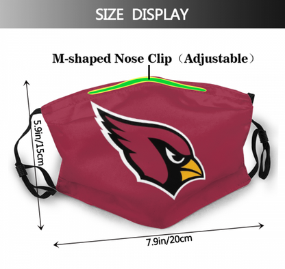 Print Football Personalized Red Arizona Cardinals Adult Face Mask With Filters PM 2.5
