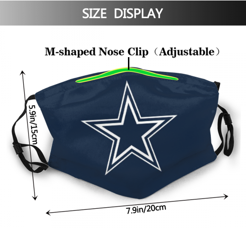 Print Football Personalized Dallas Cowboys Adult Dust Mask With Filters PM 2.5