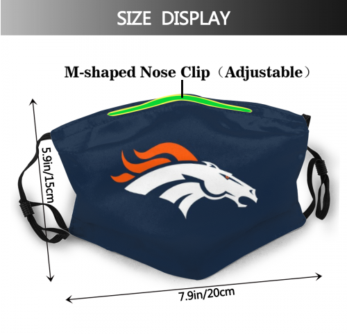 Print Football Personalized Denver Broncos Adult Dust Mask With Filters PM 2.5