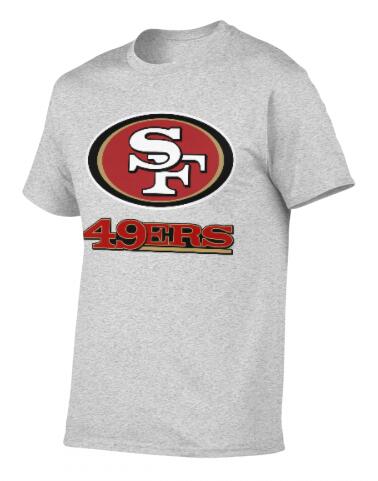 Football San Francisco 49ers Logo Decorative T-shirt Short Sleeve Men's Shirts Grey T shirt