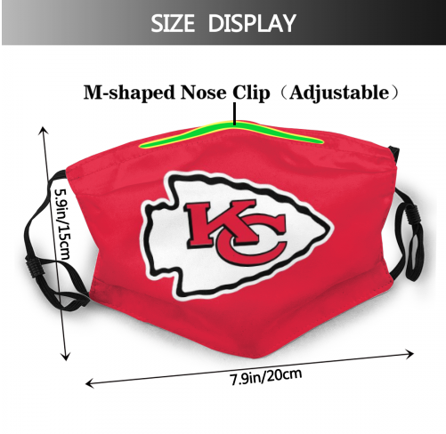 Print Football Personalized Kansas City Chiefs Adult Dust Mask With Filters PM 2.5