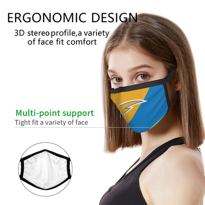 Custom Football Personalized Los Angeles Chargers Dust Face Mask With Filters PM 2.5