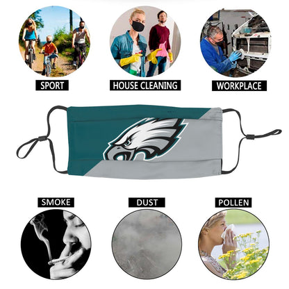 Custom Football Personalized Philadelphia Eagles Dust Face Mask With Filters PM 2.5