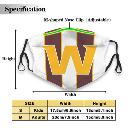 Custom Football Personalized WA.Football Team 01-White Dust Face Mask With Filters PM 2.5