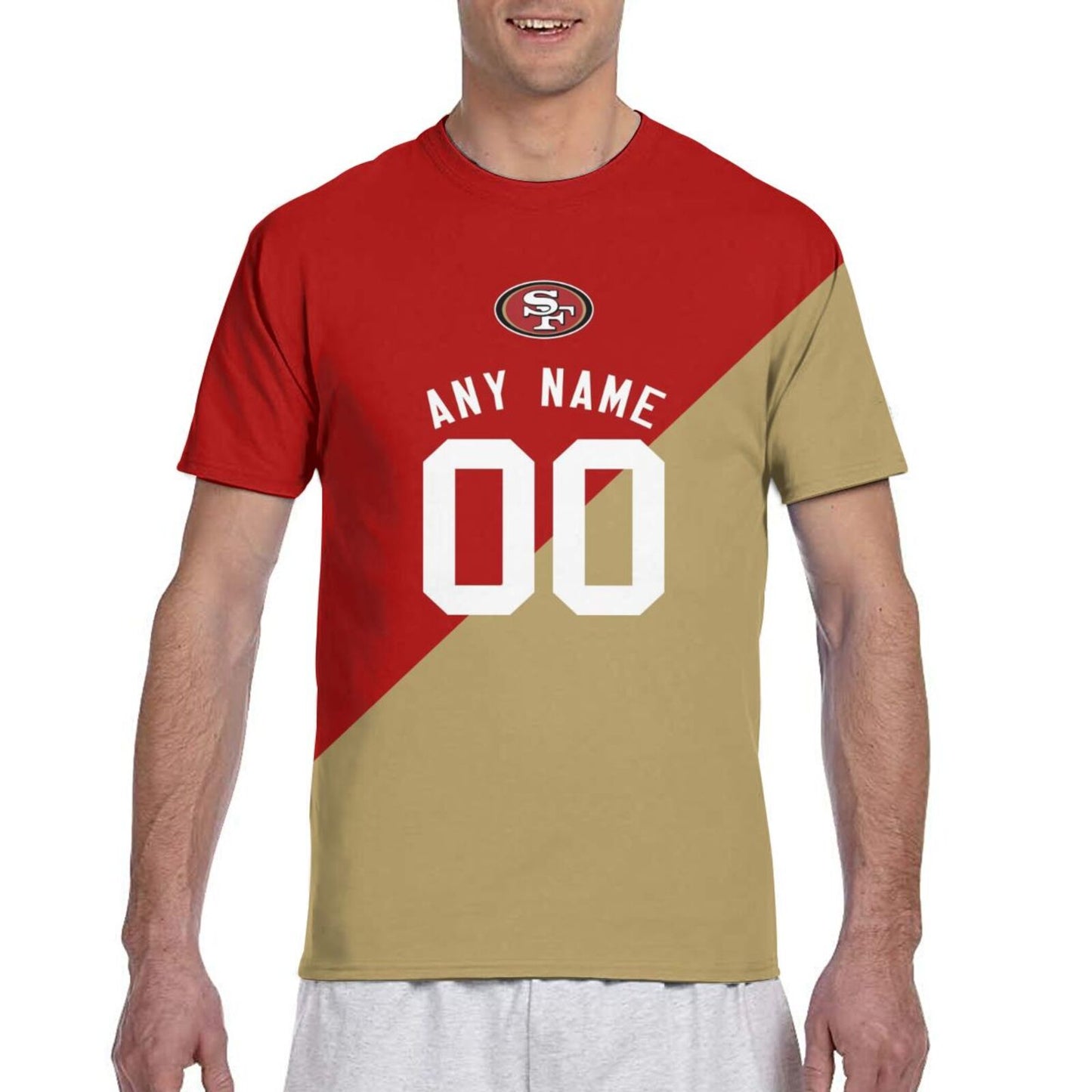 Custom Print Football San Francisco 49ers Decorative T-shirt Short Sleeve Men's Shirts