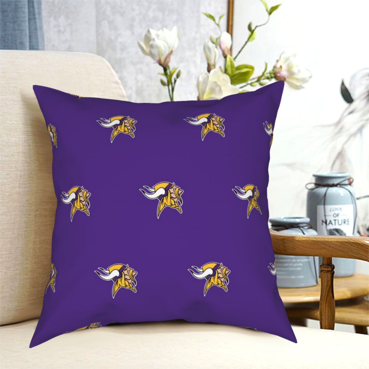 Custom Decorative Football Pillow Case Minnesota Vikings Pillowcase Personalized Throw Pillow Covers