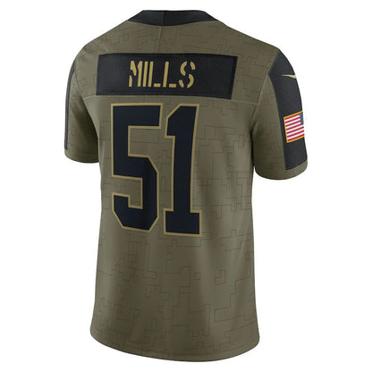 C.Panthers #51 Sam Mills Olive 2021 Salute To Service Retired Player Limited Jersey Stitched American Football Jerseys