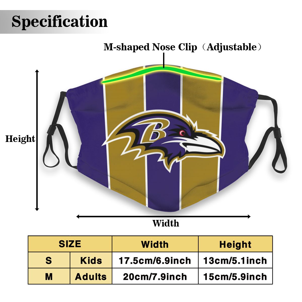 Custom Football Personalized B.Raven 01- Purple Dust Face Mask With Filters PM 2.5