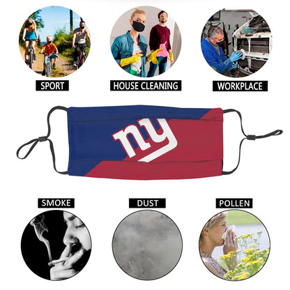 Custom Football Personalized New York Giants Dust Face Mask With Filters PM 2.5
