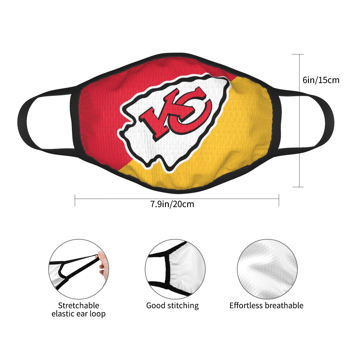 Custom Football Personalized Kansas City Chiefs Dust Face Mask With Filters PM 2.5