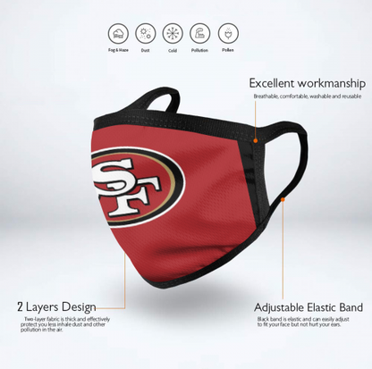 Print Football Personalized San Francisco 49ers Adult Mask Red
