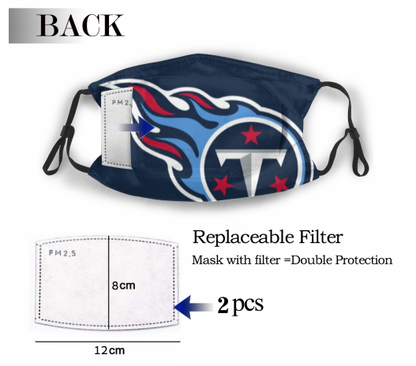 Print Football Personalized Tennessee Titans Adult Dust Mask With Filters PM 2.5