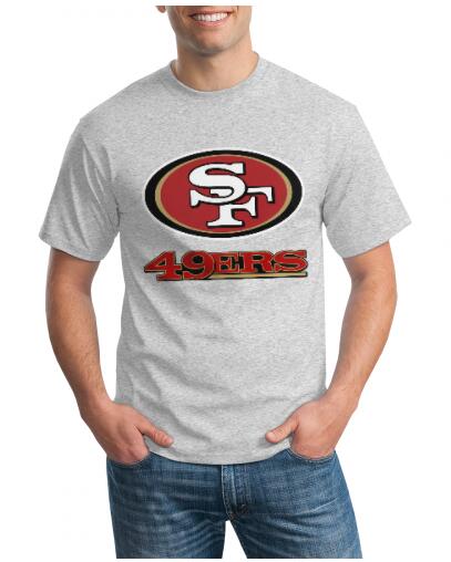 Football San Francisco 49ers Logo Decorative T-shirt Short Sleeve Men's Shirts Grey T shirt