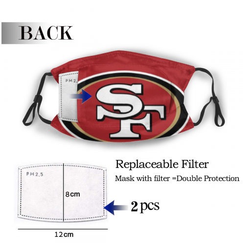 Print Football Personalized San Francisco 49ers Dust Mask With Filters 5 PCS