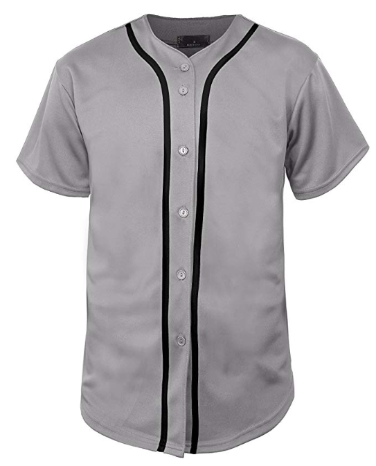 Custom Grey Stitched Baseball Jersey Personalized Button Down Baseball T Shirt