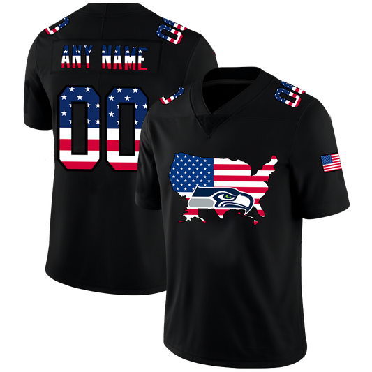 Custom Seattle Seahawks Football Black Limited Fashion Flag Stitched Jerseys