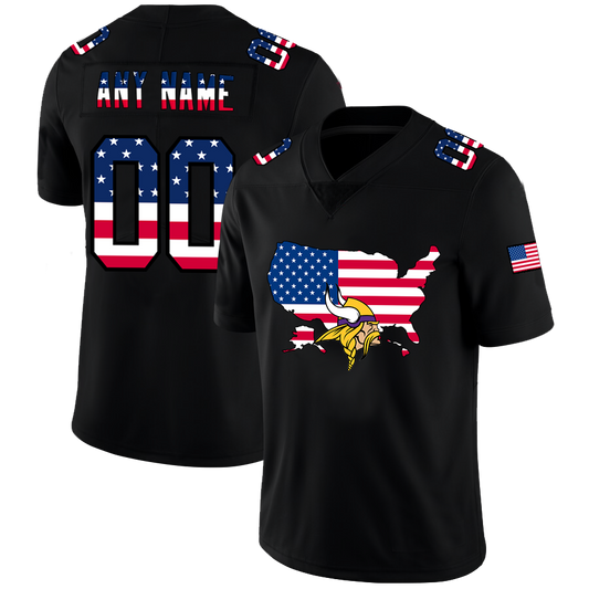 Custom Minnesota Vikings Football Black Limited Fashion Flag Stitched Jerseys