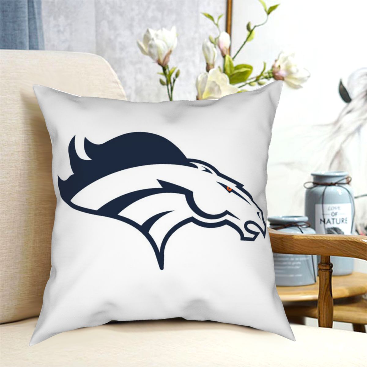 Custom Decorative Football Pillow Case Denver Broncos White Pillowcase Personalized Throw Pillow Covers