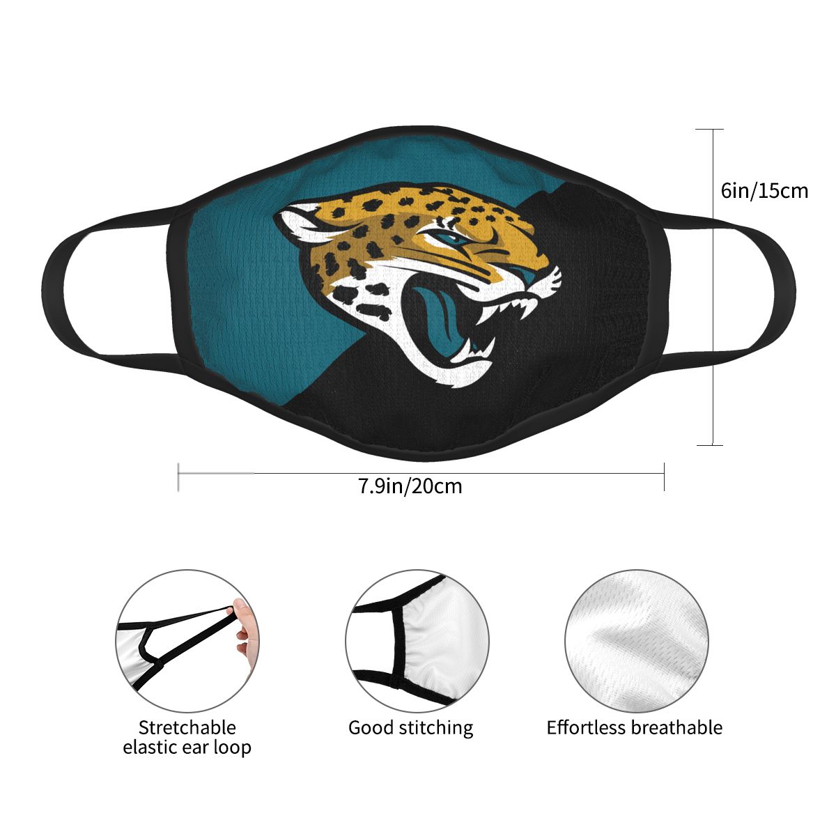 Custom Football Personalized Jacksonville Jaguars Dust Face Mask With Filters PM 2.5