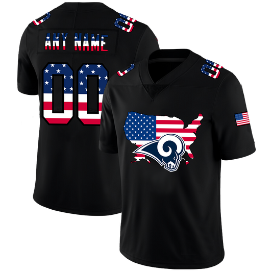 Custom Los Angeles Rams Football Black Limited Fashion Flag Stitched Jerseys