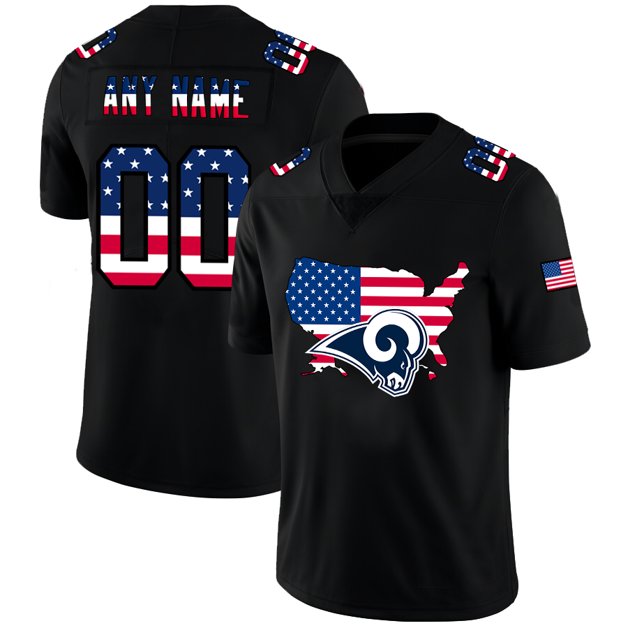 Custom Los Angeles Rams Football Black Limited Fashion Flag Stitched Jerseys