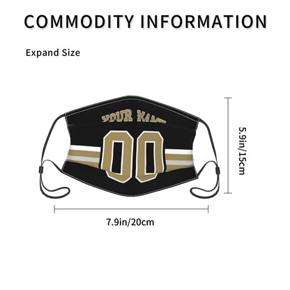 2-Pack New Orleans Saints Face Covering Football Team Decorative Adult Face Mask With Filters PM 2.5 Black
