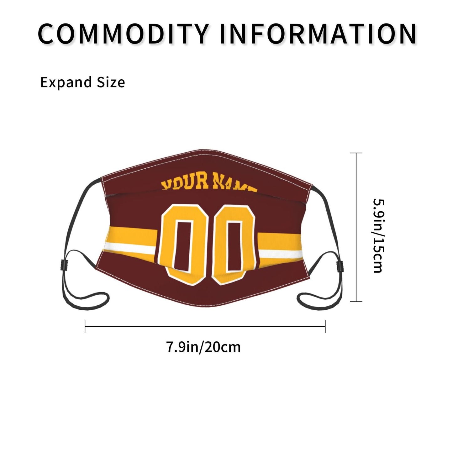 Custom Washington Commanders Face Covering Football Team Decorative Adult Face Mask With Filters PM 2.5 Burgundy Gold 2-Pack