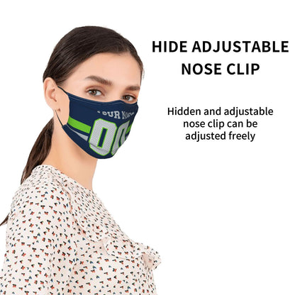 2-Pack Seattle Seahawks Face Covering Football Team Decorative Adult Face Mask With Filters PM 2.5 Navy