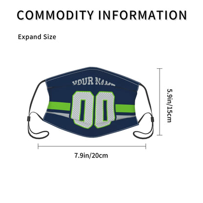 2-Pack Seattle Seahawks Face Covering Football Team Decorative Adult Face Mask With Filters PM 2.5 Navy
